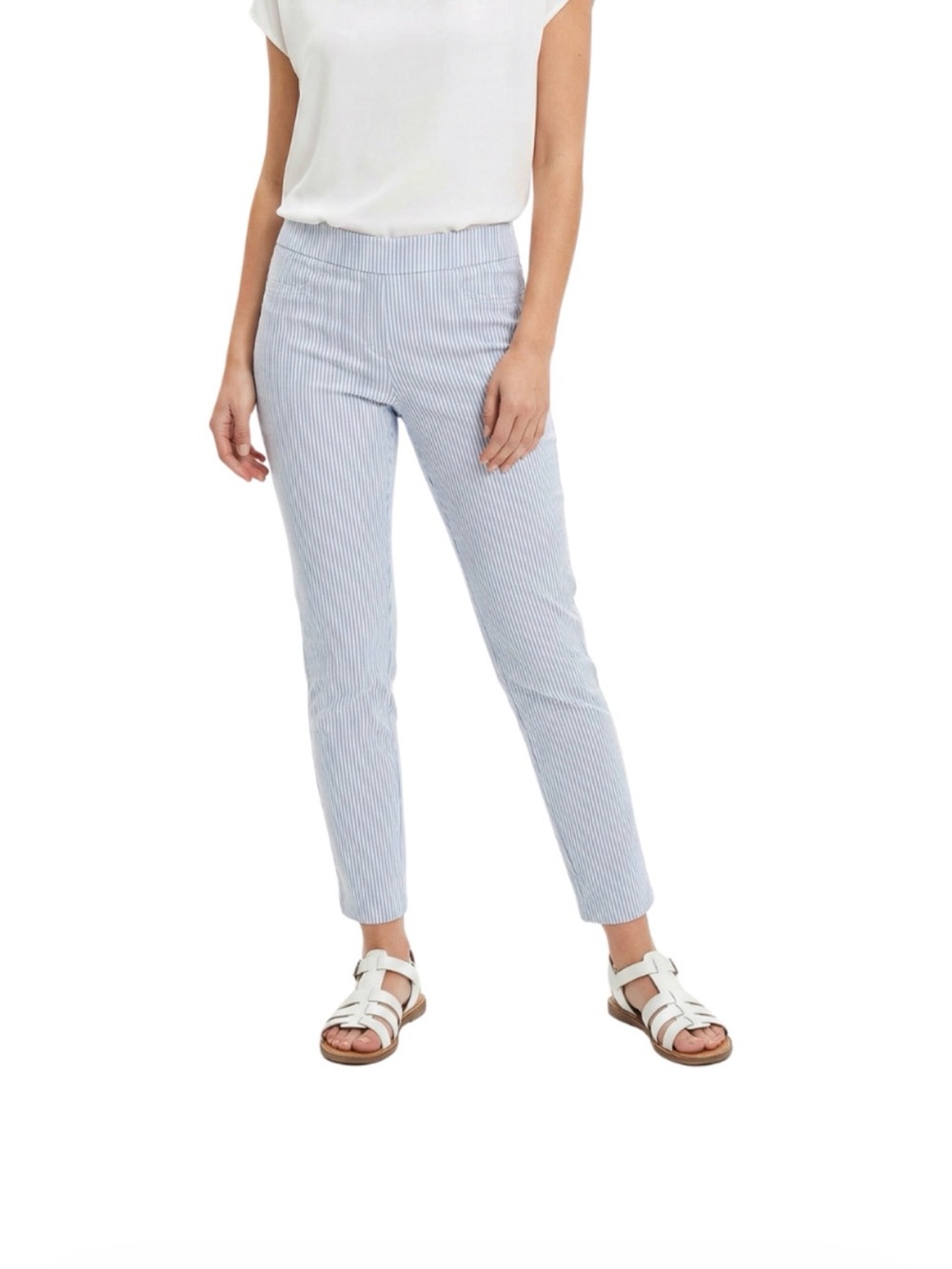Renuar Blue and White Striped Cropped Pants